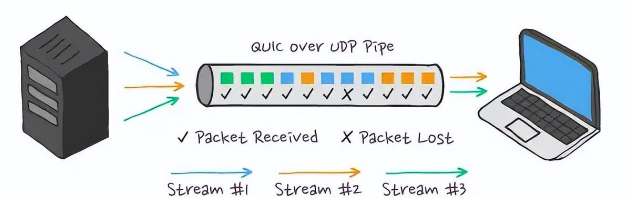 使用 UDP，没有包级的队头阻塞